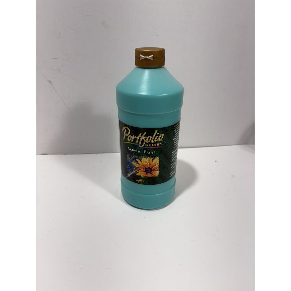 Vintage Large Crayola Portfolio Series Acrylic Paint Bright Aqua Green 32 Fl Oz